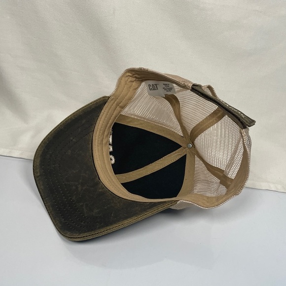 CAT Brown and Tan Trucker Baseball Cap - Picture 3 of 8